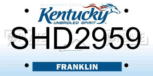 SHD2959 Kentucky License Plate