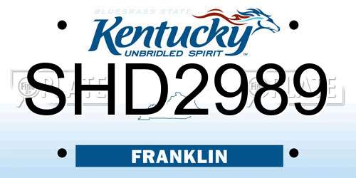 SHD2989 Kentucky License Plate