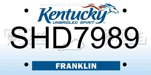 SHD7989 Kentucky License Plate