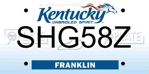 SHG58Z Kentucky License Plate