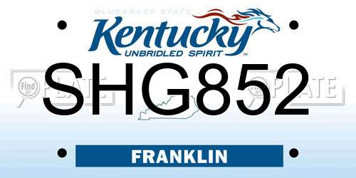 SHG852 Kentucky License Plate