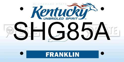 SHG85A Kentucky License Plate