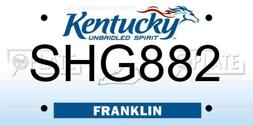 SHG882 Kentucky License Plate