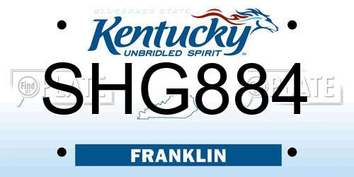 SHG884 Kentucky License Plate