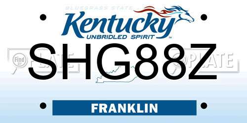 SHG88Z Kentucky License Plate