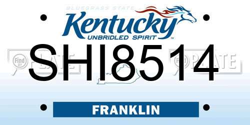 SHI8514 Kentucky License Plate