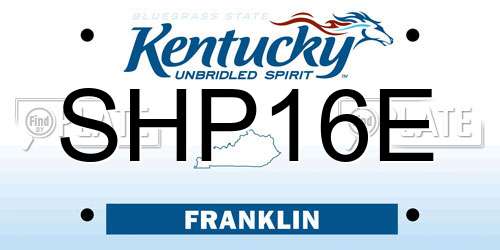 SHP16E Kentucky License Plate