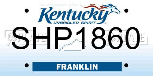 SHP1860 Kentucky License Plate