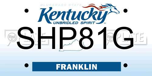 SHP81G Kentucky License Plate