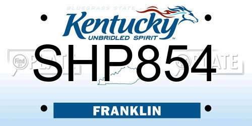 SHP854 Kentucky License Plate