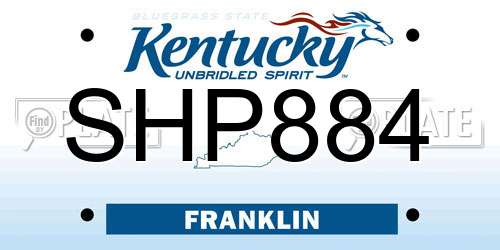 SHP884 Kentucky License Plate