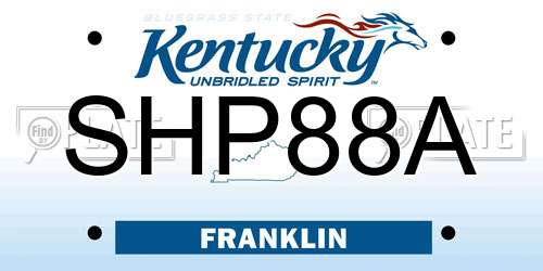 SHP88A Kentucky License Plate