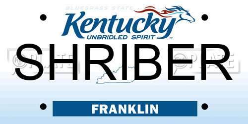 SHRIBER Kentucky License Plate