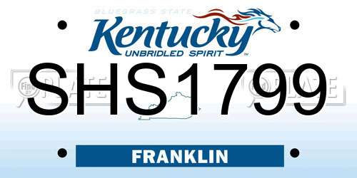 SHS1799 Kentucky License Plate