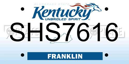 SHS7616 Kentucky License Plate