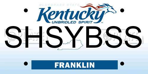 SHSYBSS Kentucky License Plate