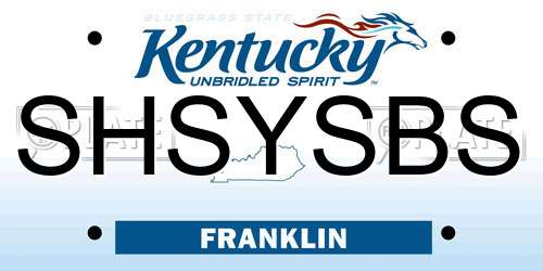 SHSYSBS Kentucky License Plate