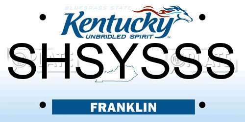 SHSYSSS Kentucky License Plate