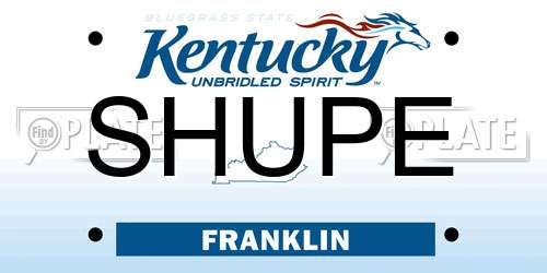 SHUPE Kentucky License Plate