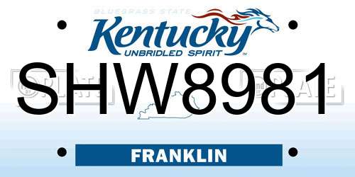SHW8981 Kentucky License Plate