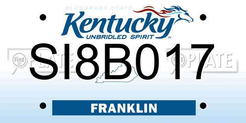 SI8B017 Kentucky License Plate