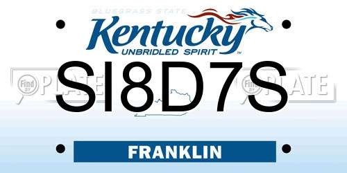 SI8D7S Kentucky License Plate