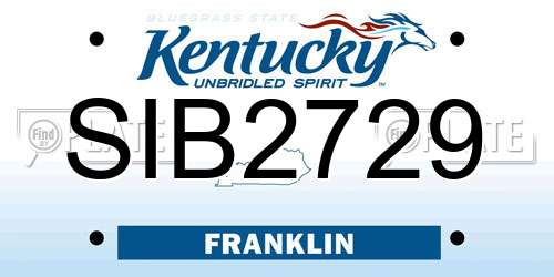SIB2729 Kentucky License Plate