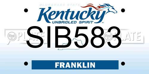 SIB583 Kentucky License Plate