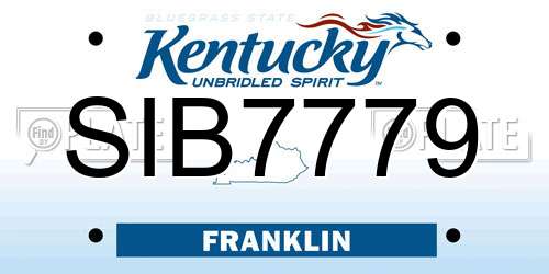 SIB7779 Kentucky License Plate