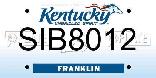 SIB8012 Kentucky License Plate