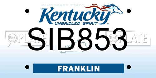 SIB853 Kentucky License Plate