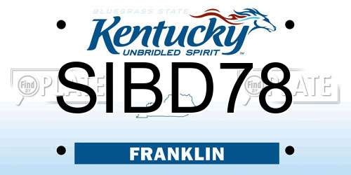SIBD78 Kentucky License Plate