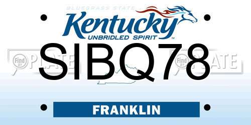 SIBQ78 Kentucky License Plate