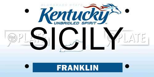 SICILY Kentucky License Plate