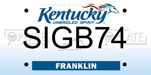 SIGB74 Kentucky License Plate