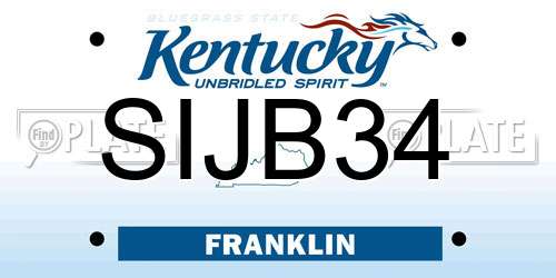 SIJB34 Kentucky License Plate