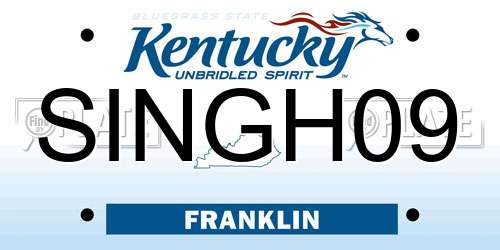 SINGH09 Kentucky License Plate