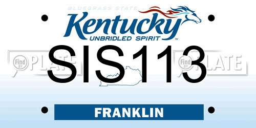 SIS113 Kentucky License Plate