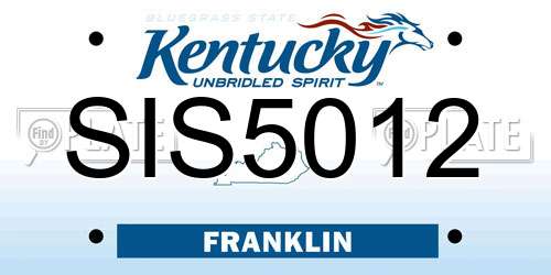 SIS5012 Kentucky License Plate