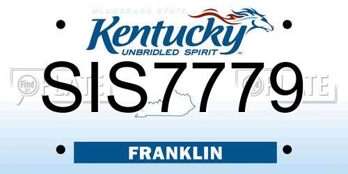 SIS7779 Kentucky License Plate