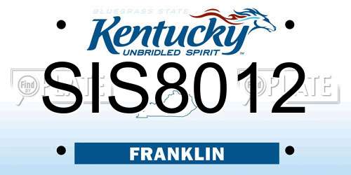 SIS8012 Kentucky License Plate