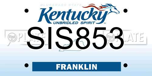 SIS853 Kentucky License Plate