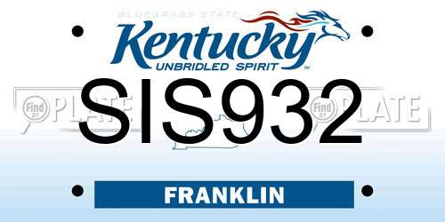 SIS932 Kentucky License Plate