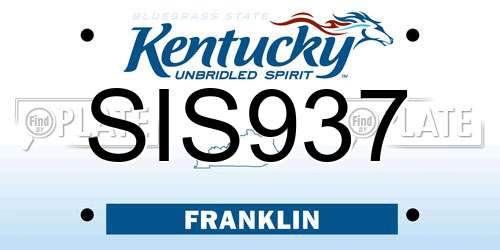 SIS937 Kentucky License Plate