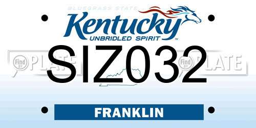 SIZ032 Kentucky License Plate