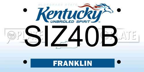 SIZ40B Kentucky License Plate