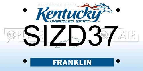 SIZD37 Kentucky License Plate