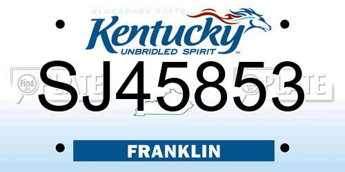 SJ45853 Kentucky License Plate