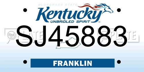 SJ45883 Kentucky License Plate