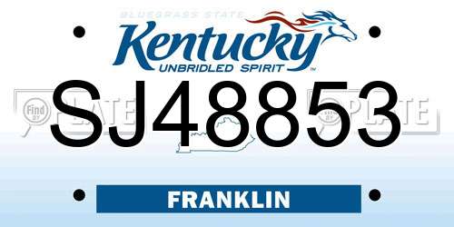 SJ48853 Kentucky License Plate